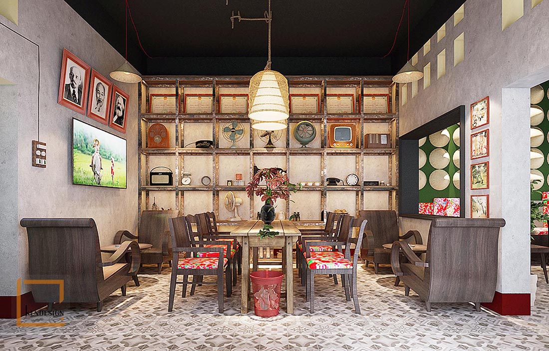 thiết kế quán cafe phong cách vintage tại Bình Dương